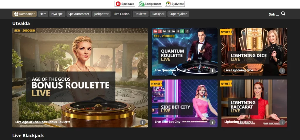 Livecasino på Betfair