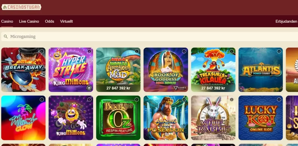 Microgaming-slots på Casinostugan